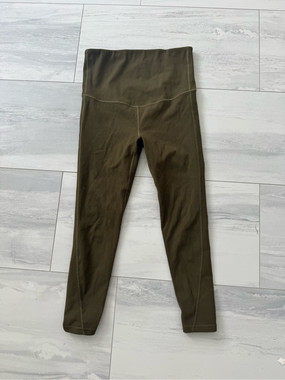 GAPfit Maternity Olive High-Waist Ribbed Full Panel Leggings